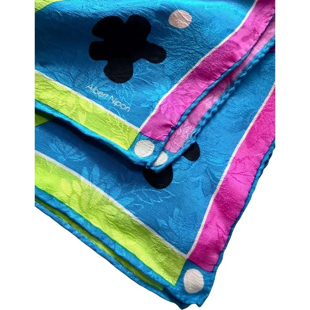 Vintage Albert Nipon Silk Jacquard Scarf 1990s Matisse Cutout Abstract 31x31